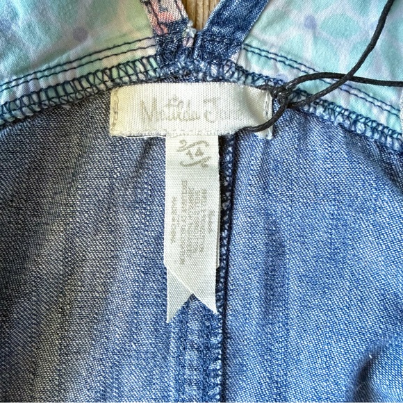 Matilda Jane Floral Denim Shortalls Overalls Girls Size 14 Lace Trim Boho - Picture 2 of 7